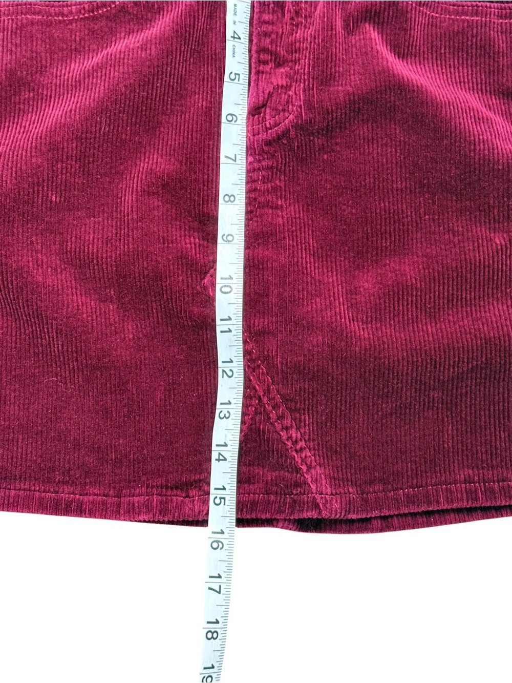 SO Burgundy Corduroy Mini Skirt Size 9/29W Stretch Cotton Y2K - Picture 6 of 10